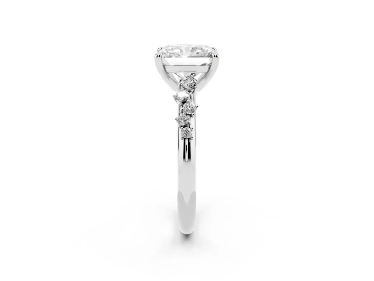 Radiant Cut Cut Diamond Vine Band with Four-Prong Setting Platinum