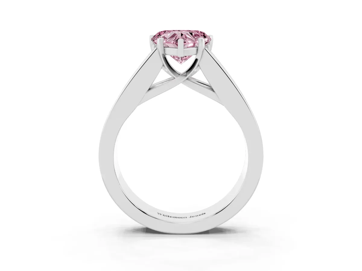 Fancy Pink Heart Cut Cut Channel Set Solitaire Ring with Four-Prong Setting Platinum