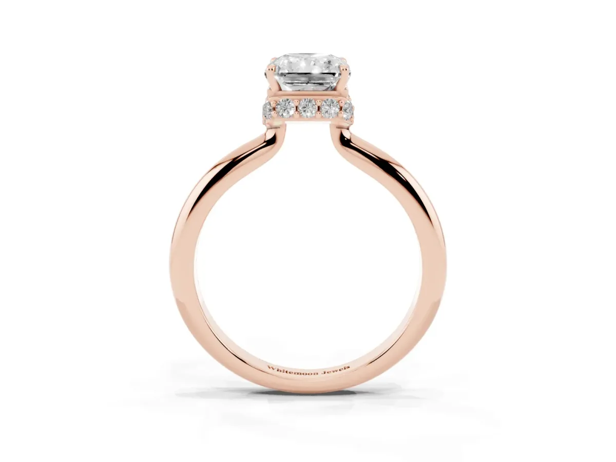 Radiant Cut Brilliant Solitaire Engagement Ring with Six-Prong Setting and Classic Band Rose gold