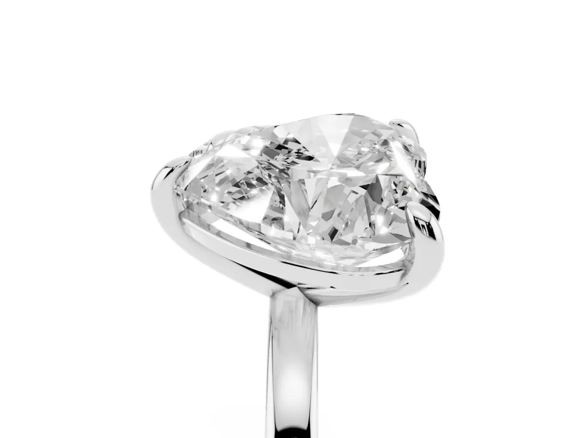 Oval and Heart Toi Moi Ring with Prong Setting and Plain Band Platinum