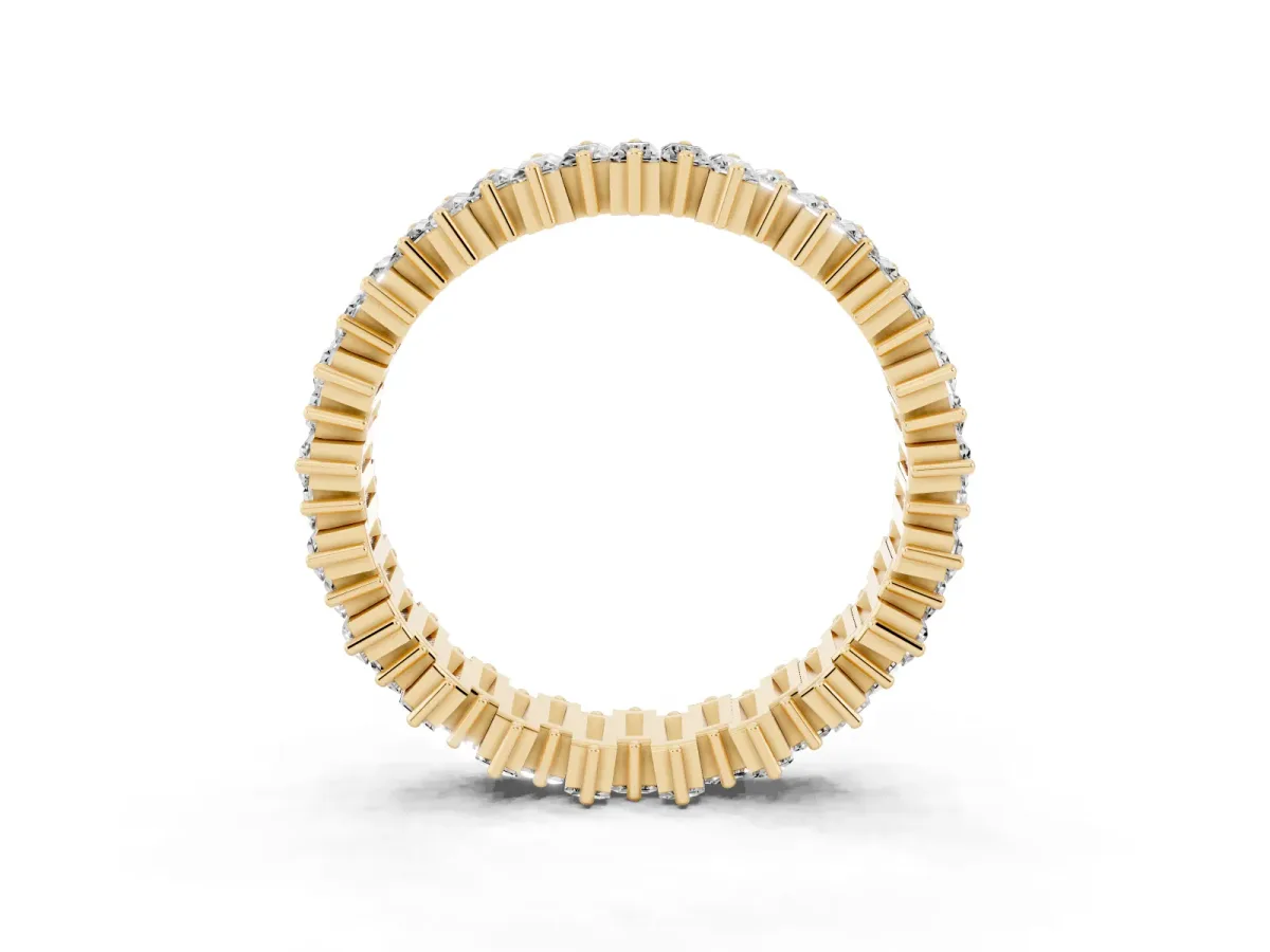 Baguette Diamond Full Eternity Ring with Prong Setting Yellow gold