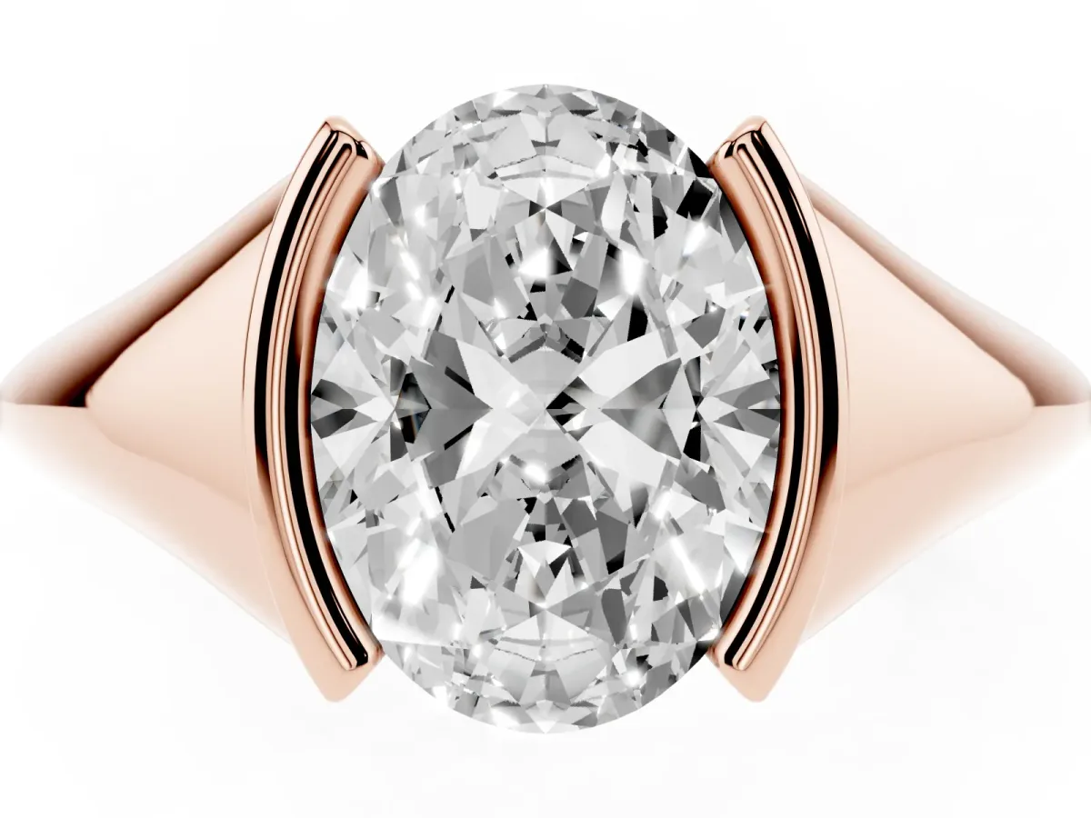 Oval Cut Solitaire Tension Set Diamond Ring Rose gold