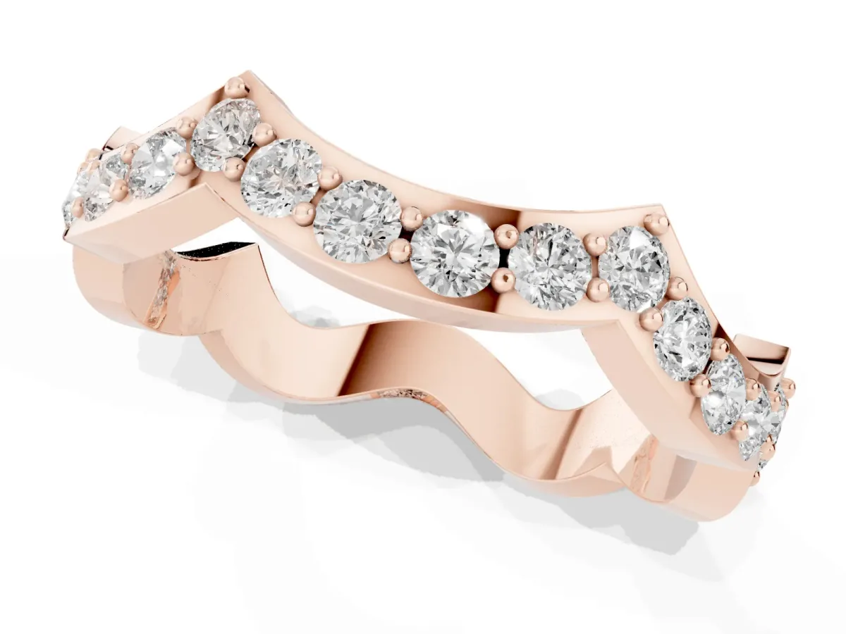 Round Diamond Pavé Zigzag Eternity Band Rose gold