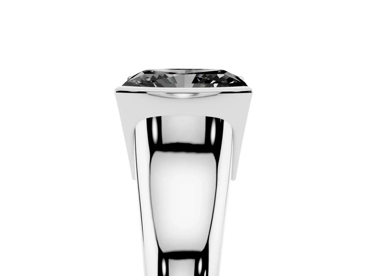 Fancy Black Radiant Cut Solitaire Tension Set Diamond Ring with Split Shank Band Platinum