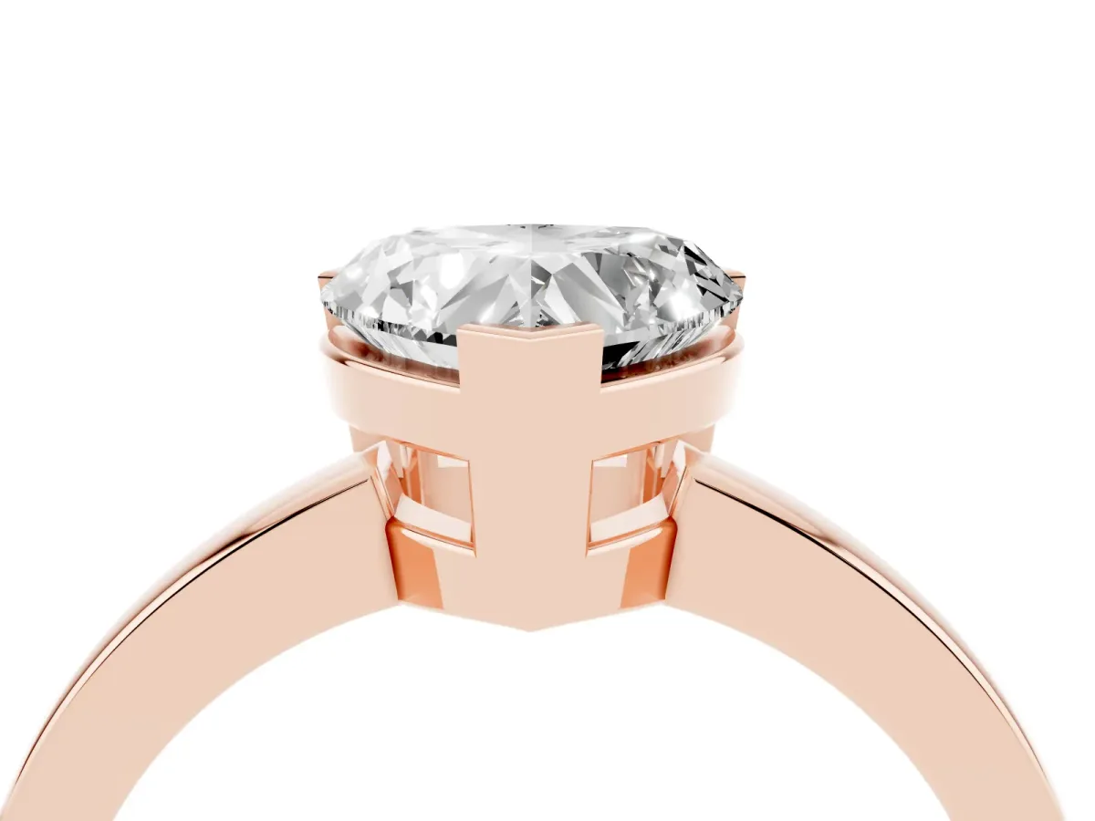 Heart Cut Cut Solitaire Ring with Four-Prong Setting and Classic Band Rose gold