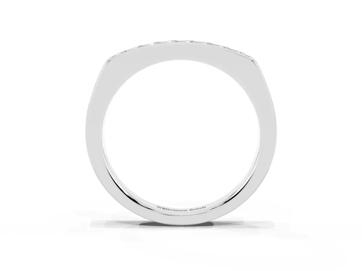 Channel Set Round Diamond Flat Band Silver