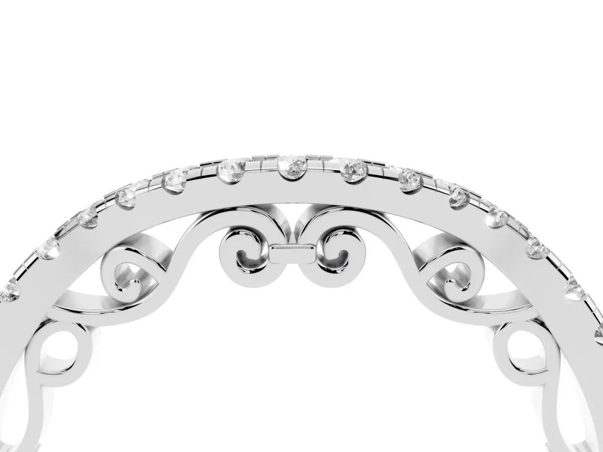 Curved Diamond Pavé Round Eternity Band with Shared Prong Setting White gold