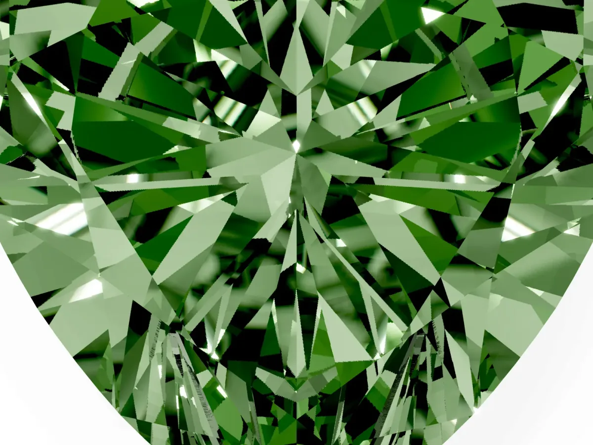 Fancy Green Heart Cut Diamond Ring with Marquise Side Stones and Prong Setting Rose gold