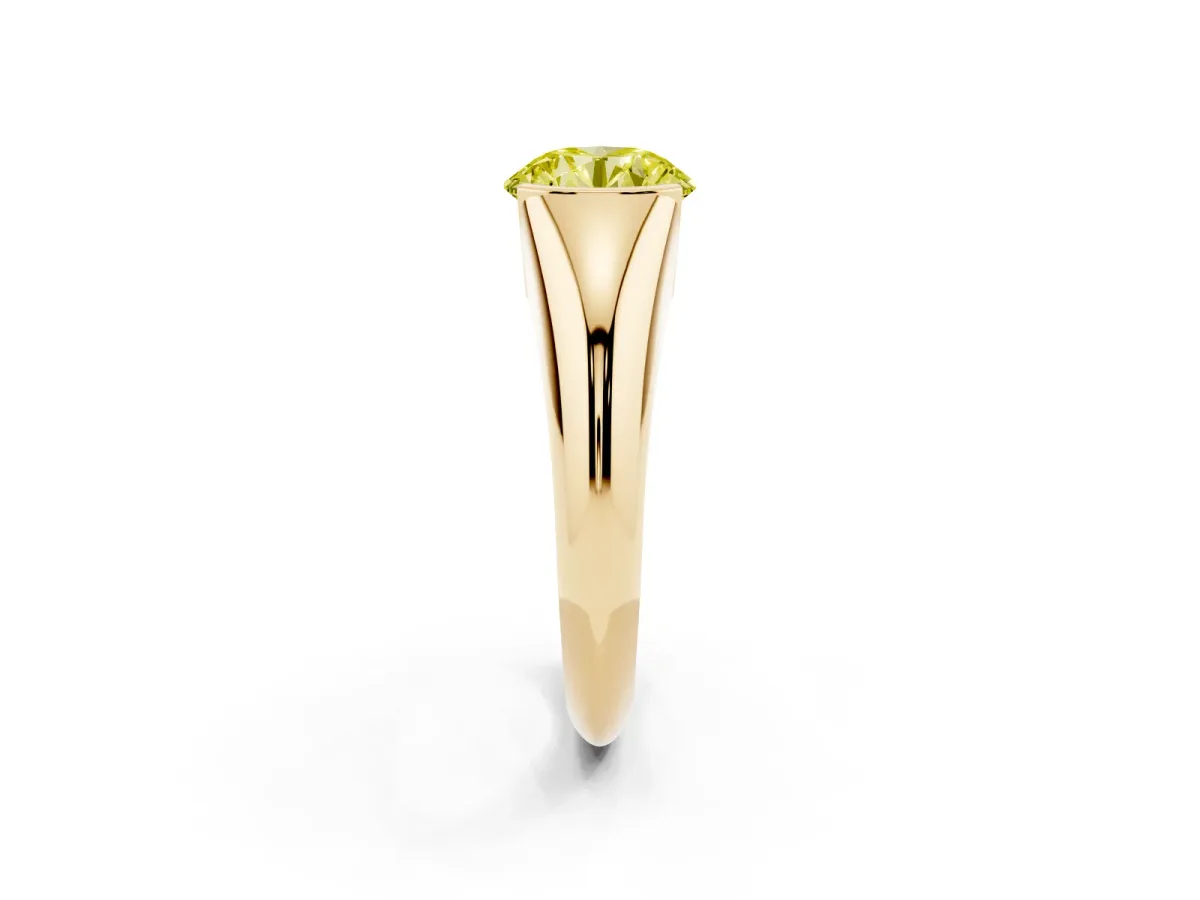 Fancy Yellow Round Cut Solitaire Tension Set Diamond Ring Yellow gold