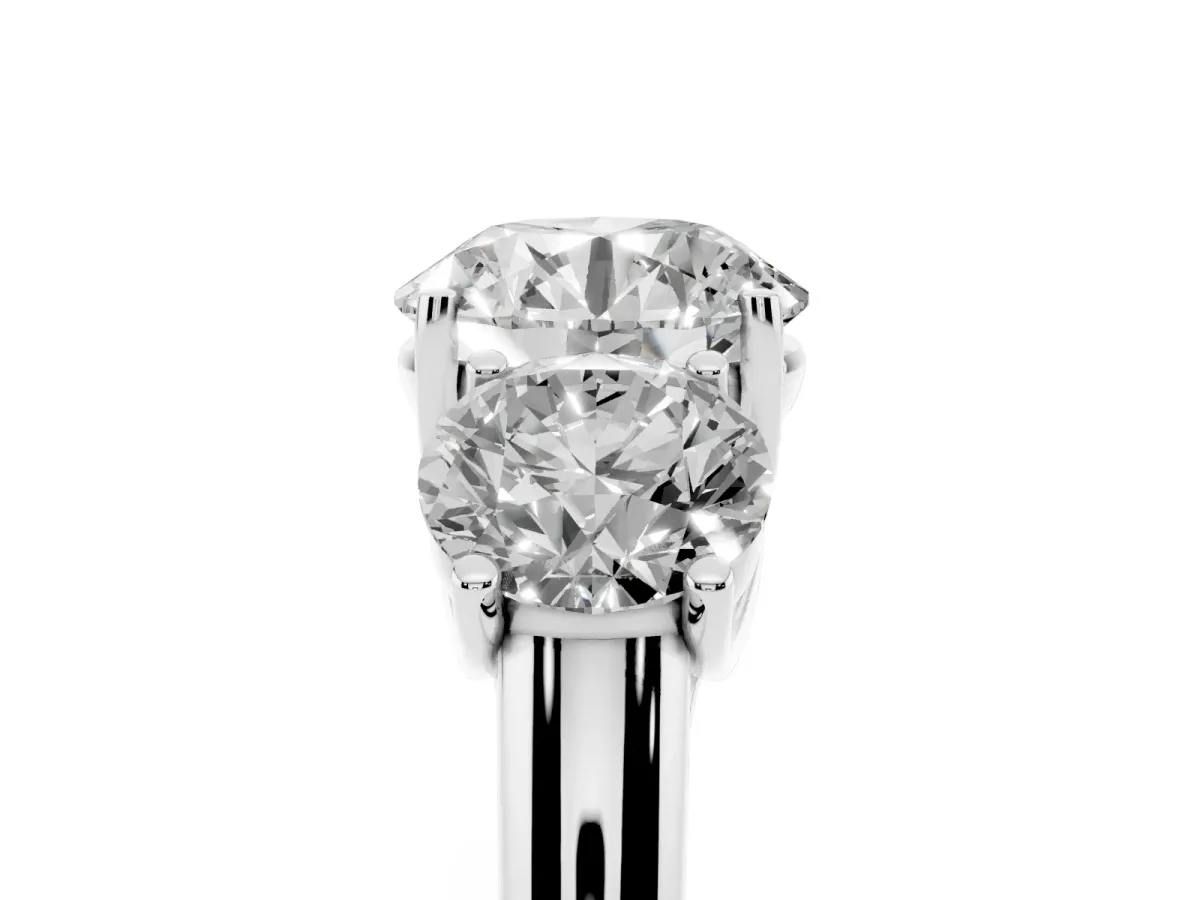 Three-Stone Round Cut Diamond Engagement Ring with Prong Setting Silver
