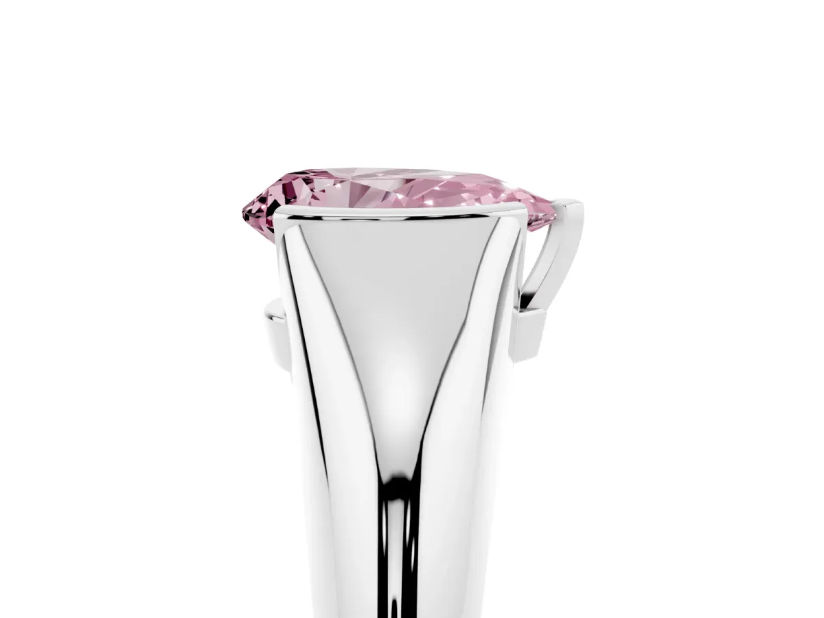Fancy Pink Pear Cut Solitaire Tension Set Diamond Ring Silver