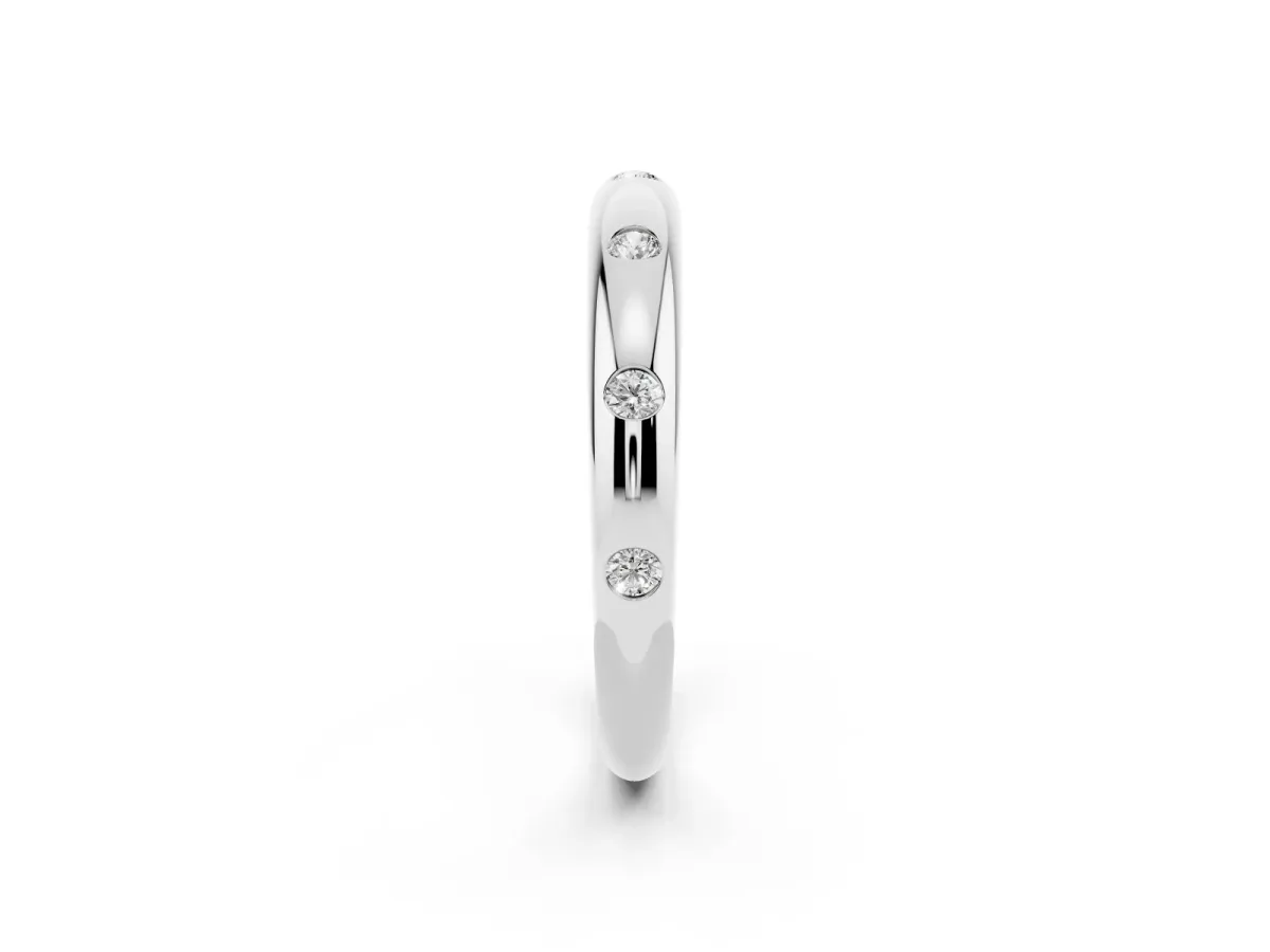 Bezel Set Round Diamond Comfort Fit Band Silver