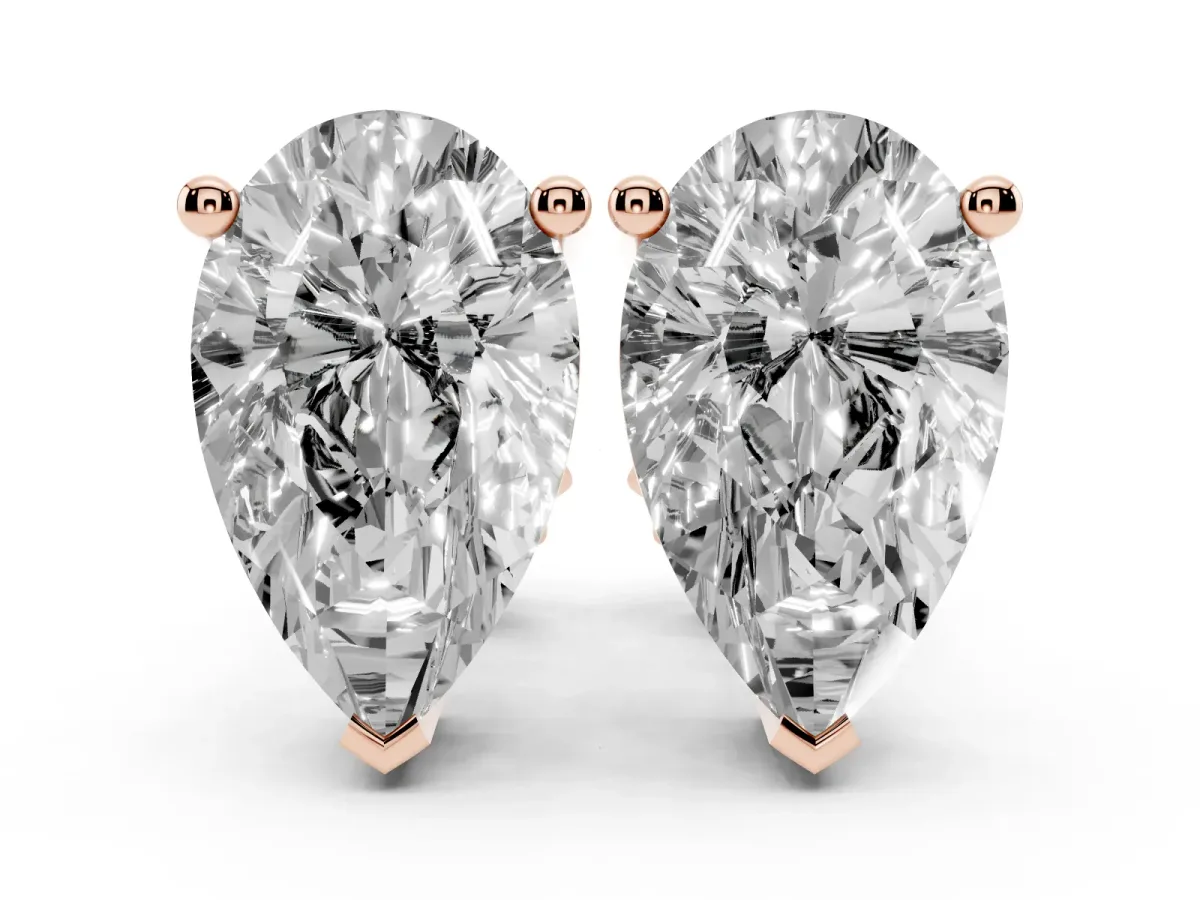 Pear Cut Diamond Stud Earrings Rose gold