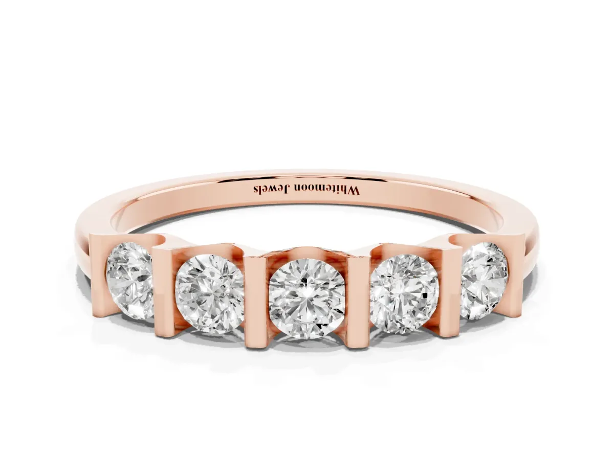 Channel-Set Round Diamond Five-Stone Band Rose gold