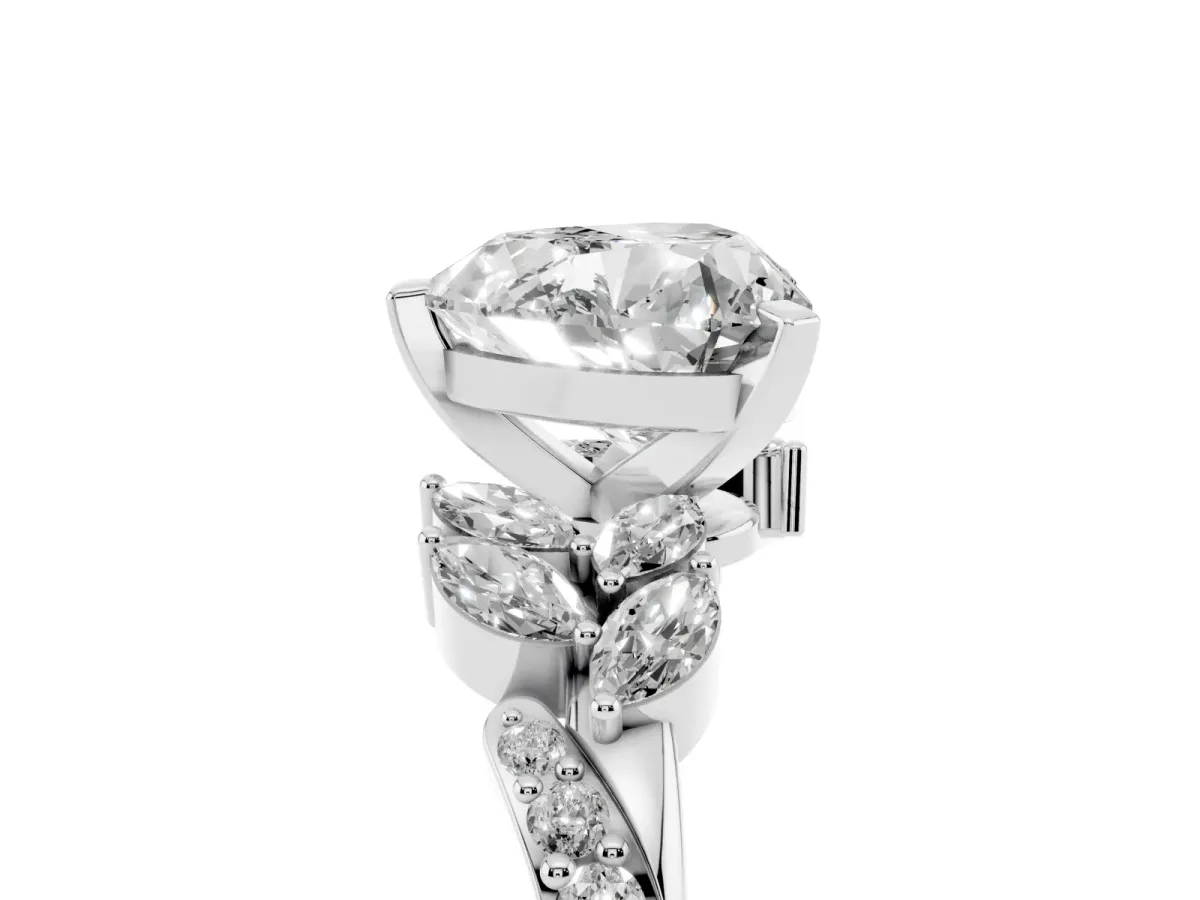 Heart Cut Solitaire Marquise Twist Band with Six-Prong Setting Silver
