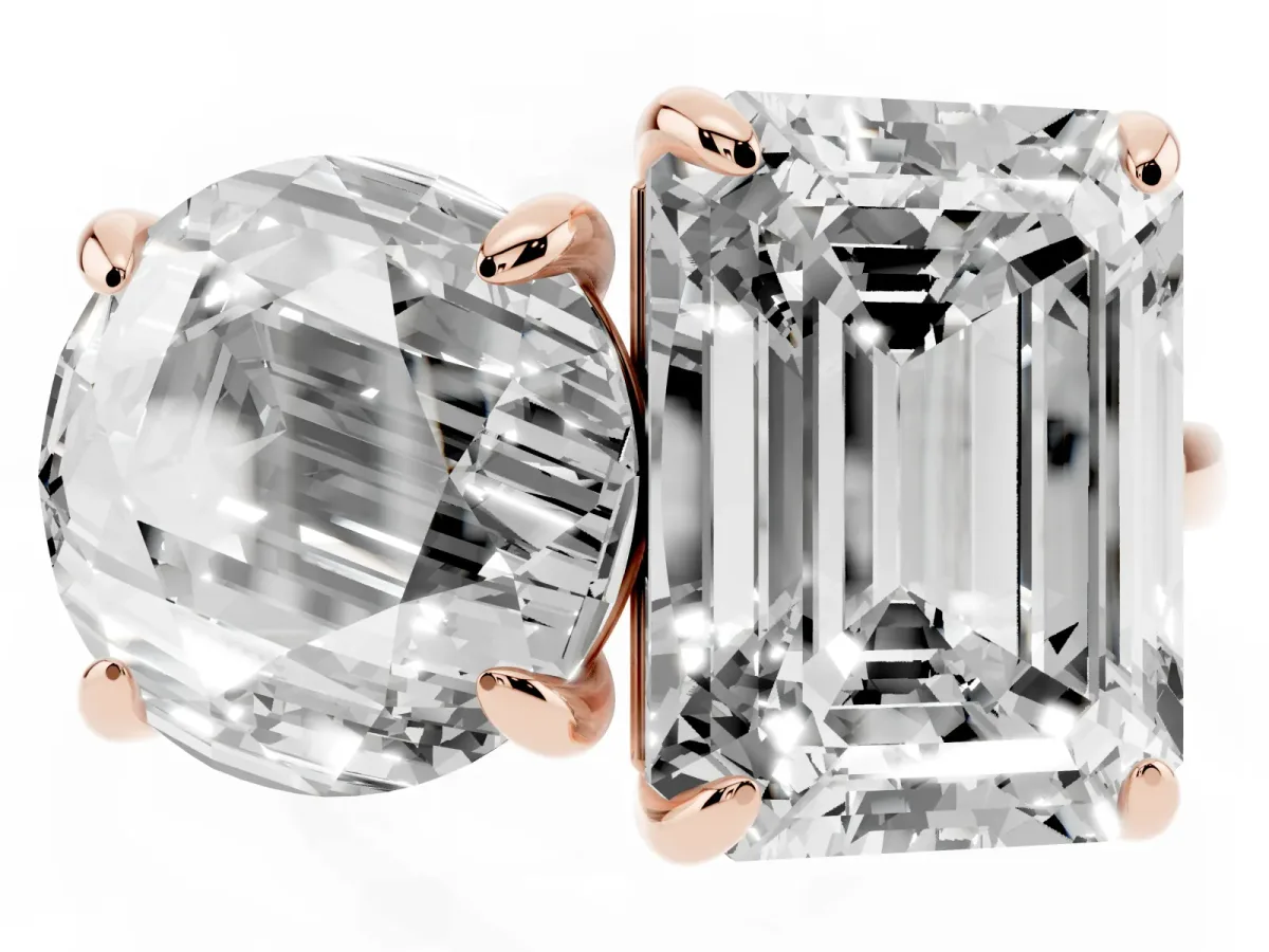 Round and Radiant Toi Moi Ring with Prong Setting and Plain Band Rose gold