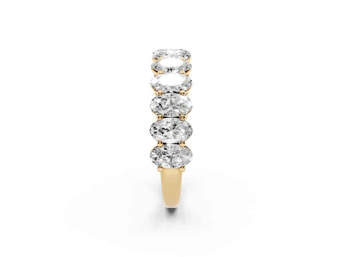 Oval Diamond Prong-Set Eternity Band Yellow gold