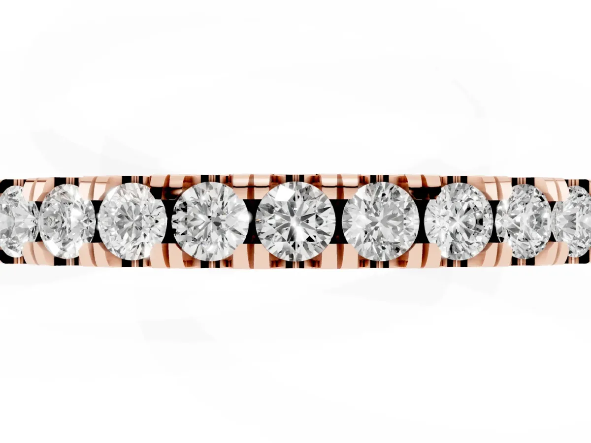 Round Diamond Classic Half Eternity Band with Shared Prong Setting Rose gold