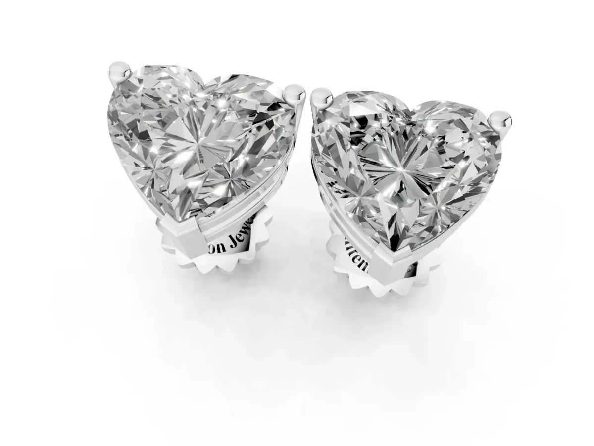 Heart Cut Diamond Stud Earrings Platinum