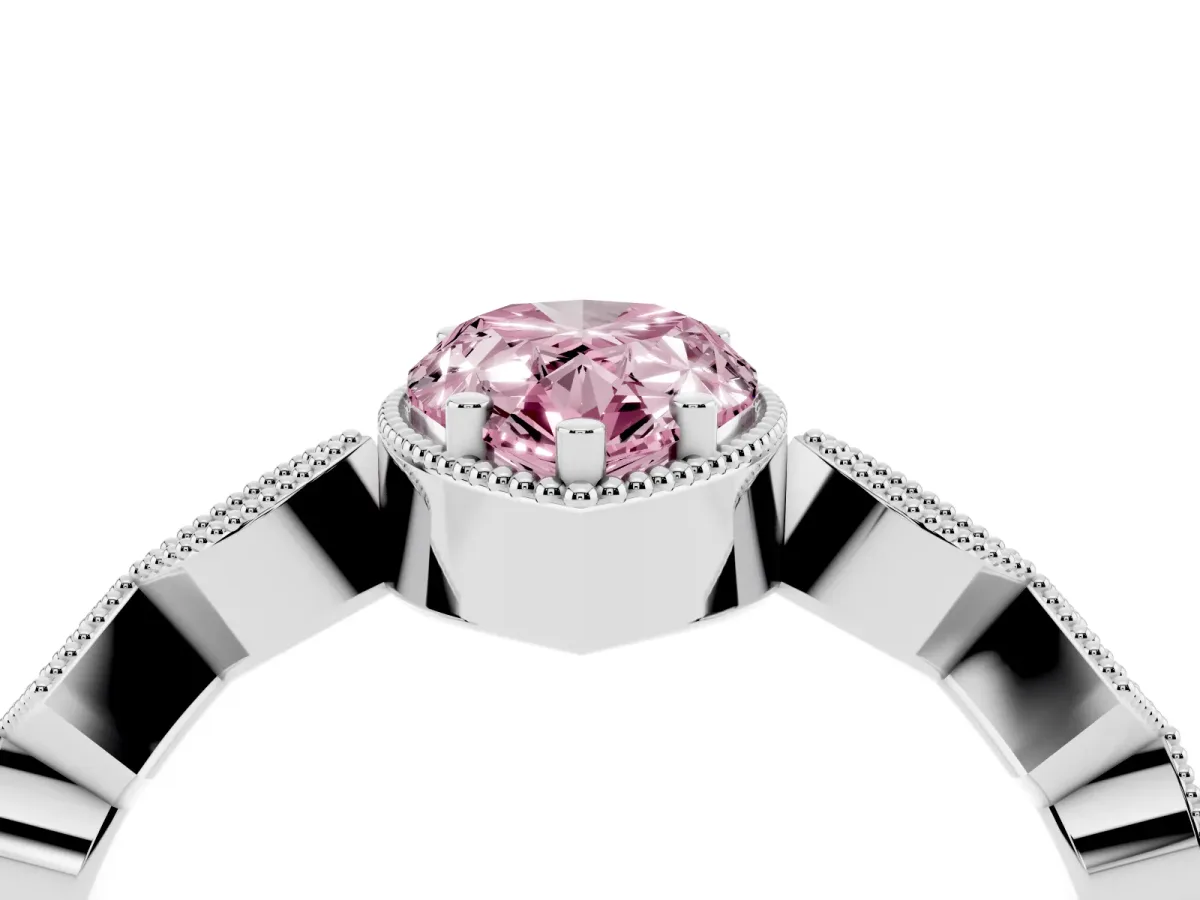 Fancy Pink Pear Cut Milgrain Marquise Diamond Twist Band Ring Silver