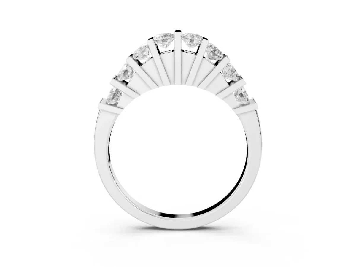 Channel Set Round Diamond Half Eternity Band with Bar Prong Setting Platinum