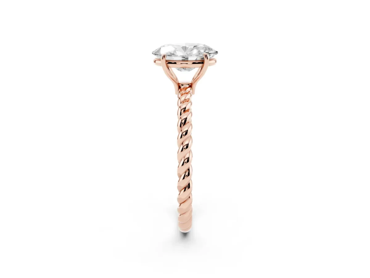 Oval Cut Solitaire Twisted Band 4-Prong Ring Rose gold