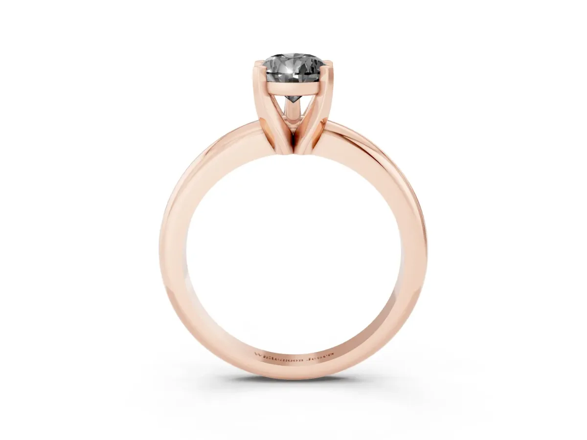 Fancy Black Pear Cut Diamond Solitaire Engagement Ring with Round Band and Four-Prong Setting Rose gold