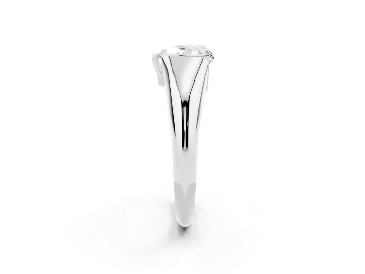 Heart Cut Solitaire Tension Set Diamond Ring Silver
