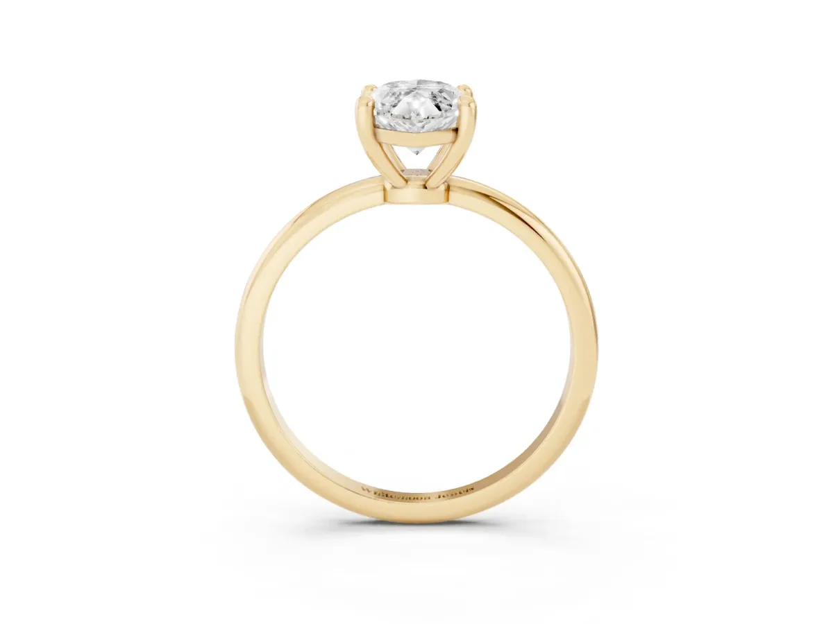 Marquise Cut Solitaire Diamond Ring with 4-Prong Setting on a Classic Band Yellow gold