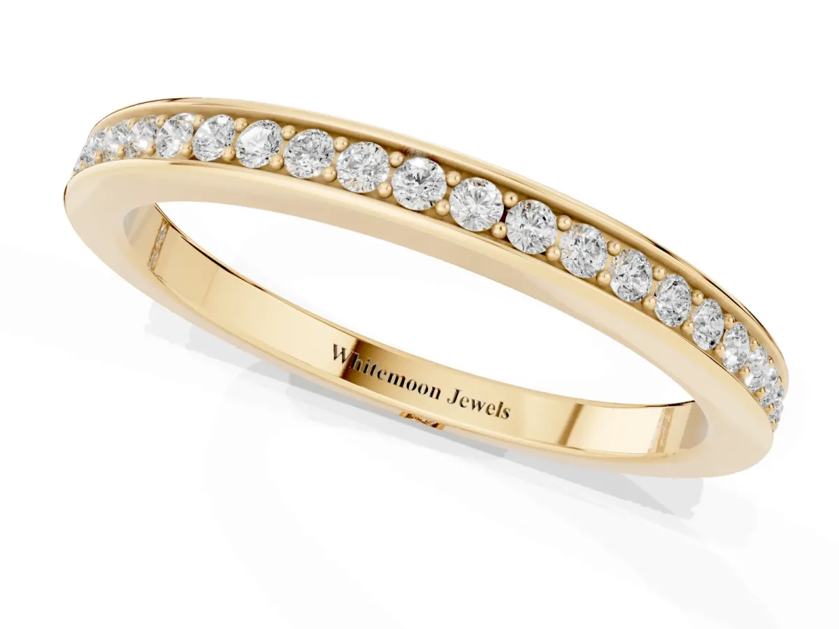 Round Diamond Eternity Band with Pavé Setting Yellow gold