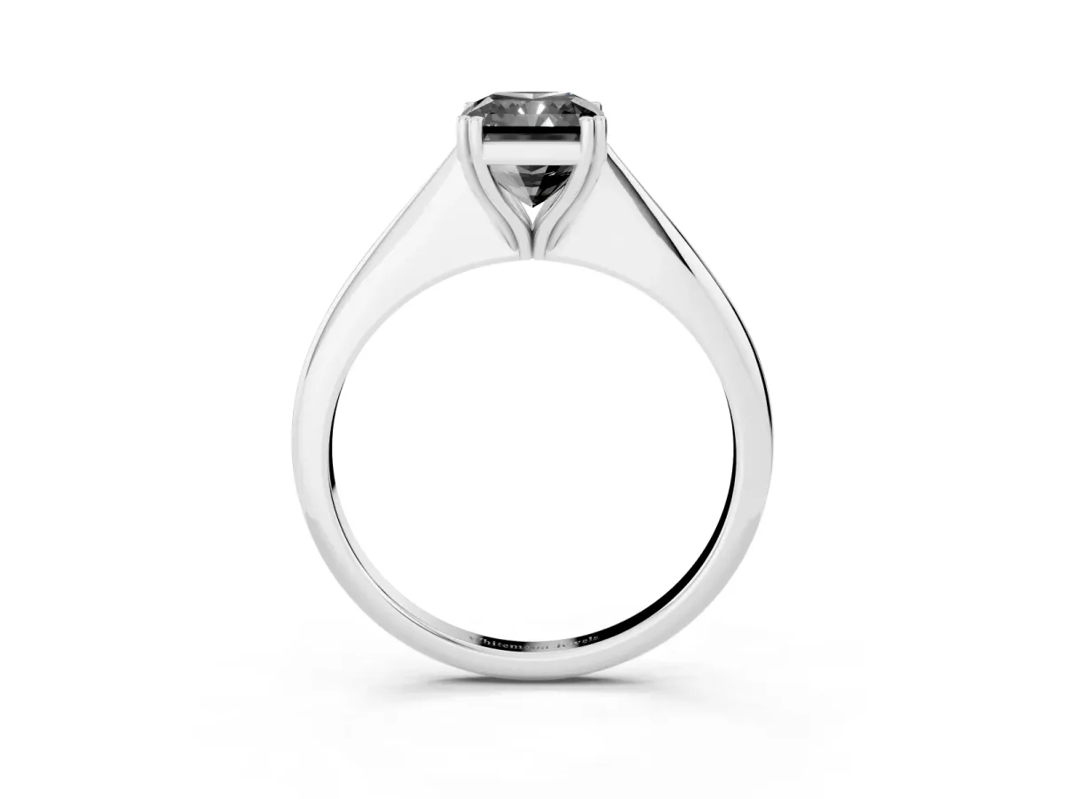 Fancy Black Radiant Cut Solitaire Diamond Ring with Six-Prong Setting and Classic Band Platinum