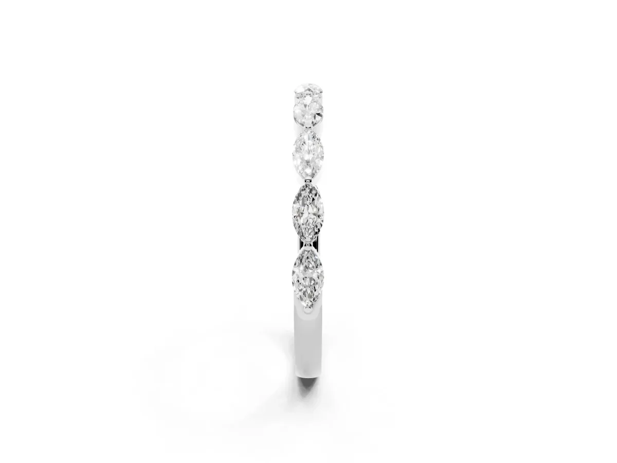 Marquise Diamond Half Eternity Band with Prong Setting Silver