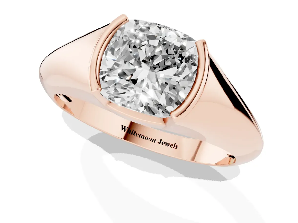 Cushion Cut Solitaire Tension Set Diamond Ring Rose gold