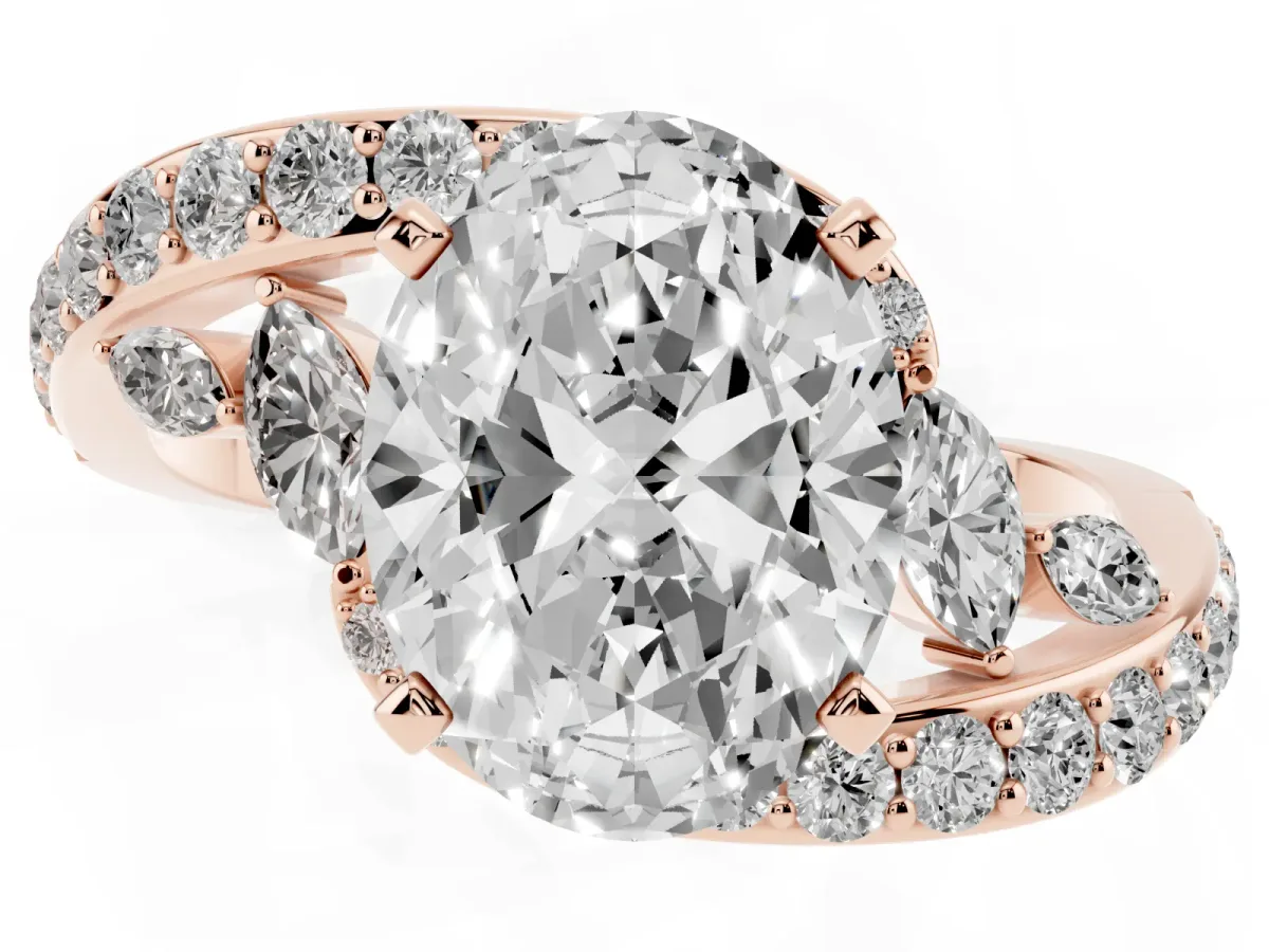 Oval Cut Solitaire with Pavé Twist Band and Four-Prong Setting Rose gold
