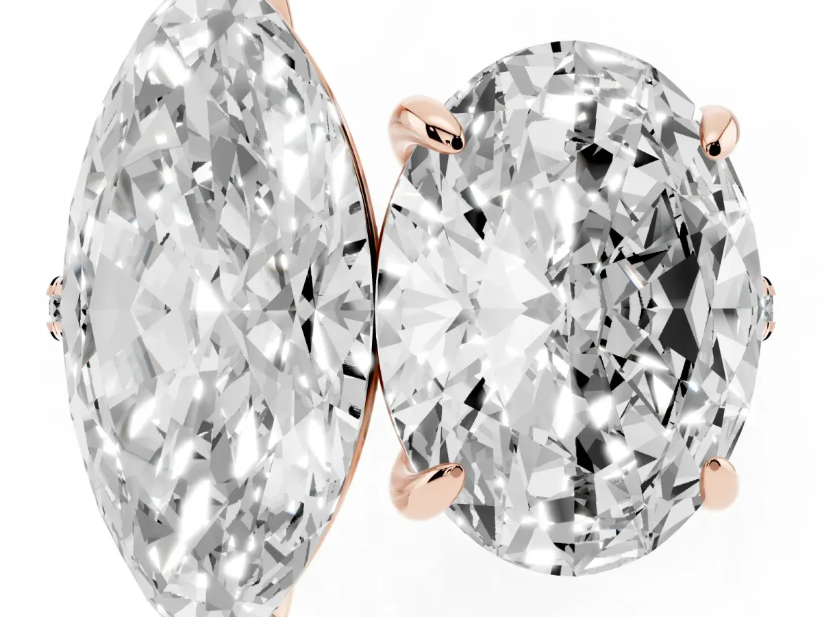Oval and Marquise Toi Moi Ring with Prong Setting and Pave Band Rose gold