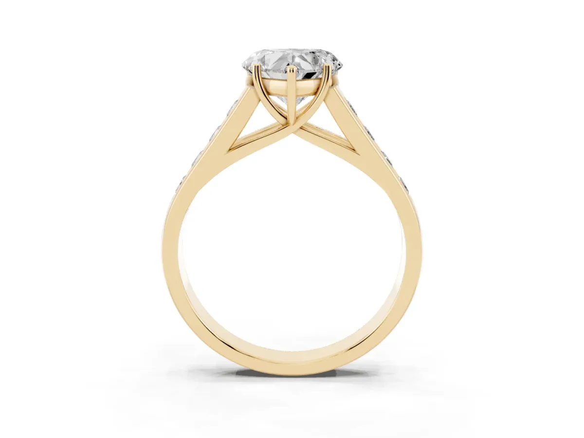 Heart Cut Solitaire Channel-Set Diamond Engagement Ring with Four-Prong Setting Yellow gold