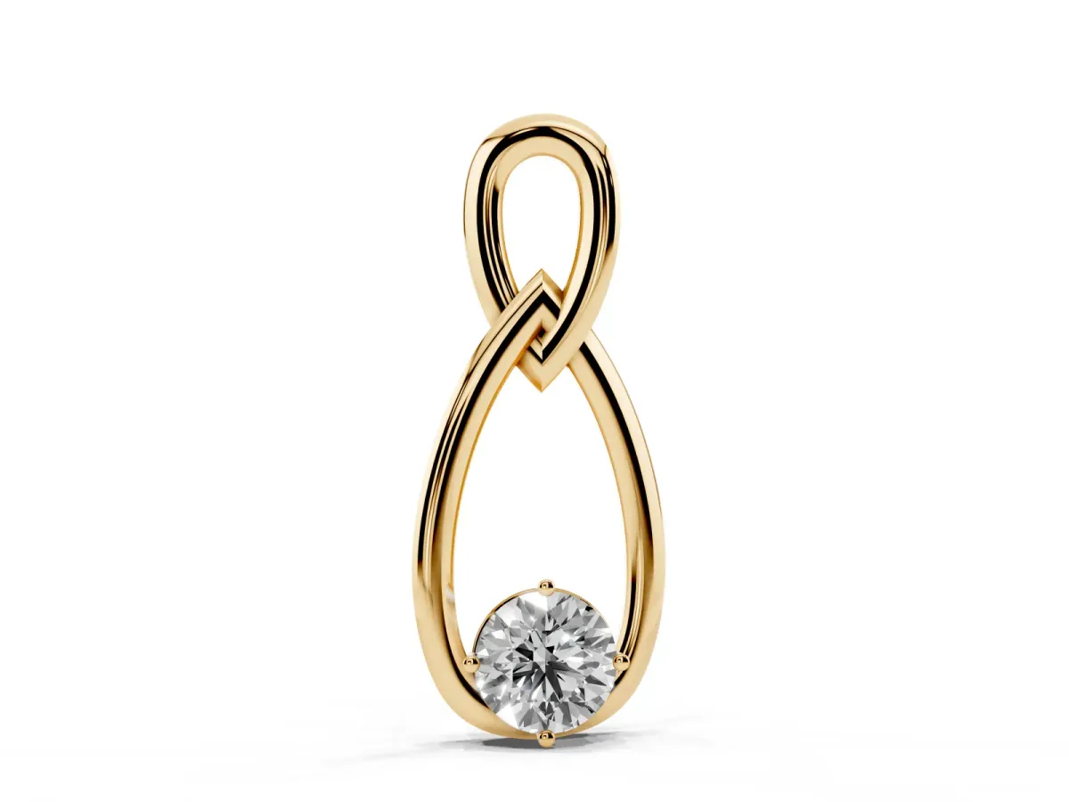 Round Solitaire Bezel Infinity Pendant Yellow gold