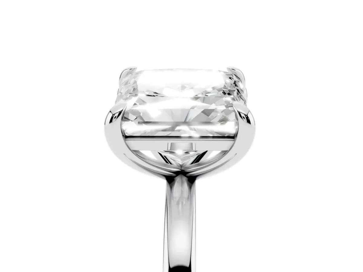 Radiant and Princess Toi Moi Ring with Prong Setting and Plain Band Platinum