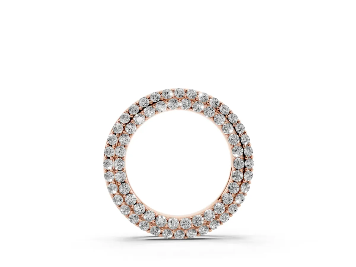 Round Pavé Diamond Circle Pendant Rose gold