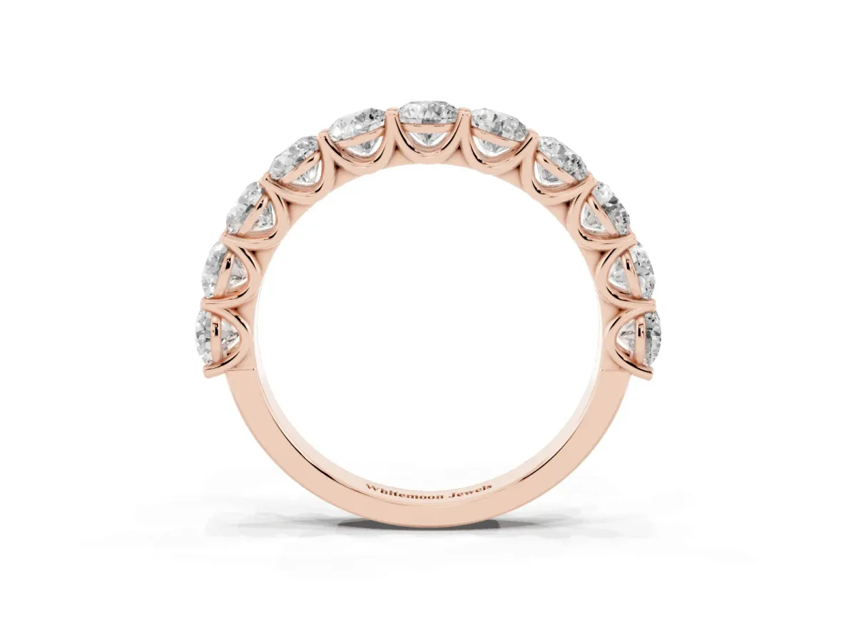 Round Diamond Shared Prong Eternity Band Rose gold