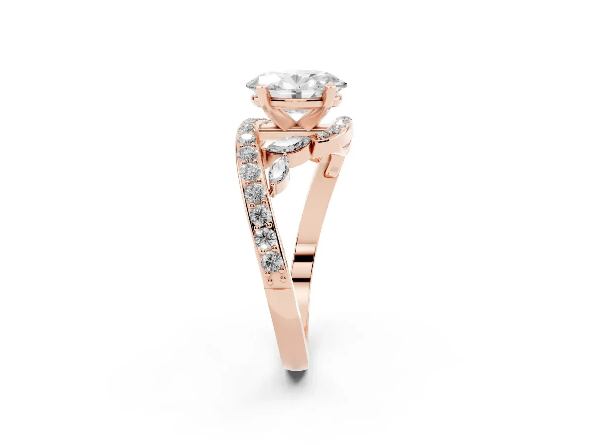 Oval Cut Solitaire with Pavé Twist Band and Four-Prong Setting Rose gold