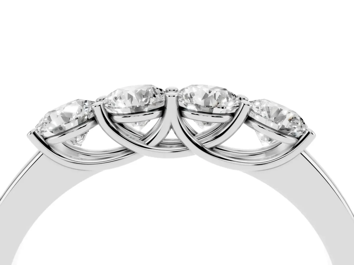 Four-Stone Round Diamond Prong-Set Band White gold
