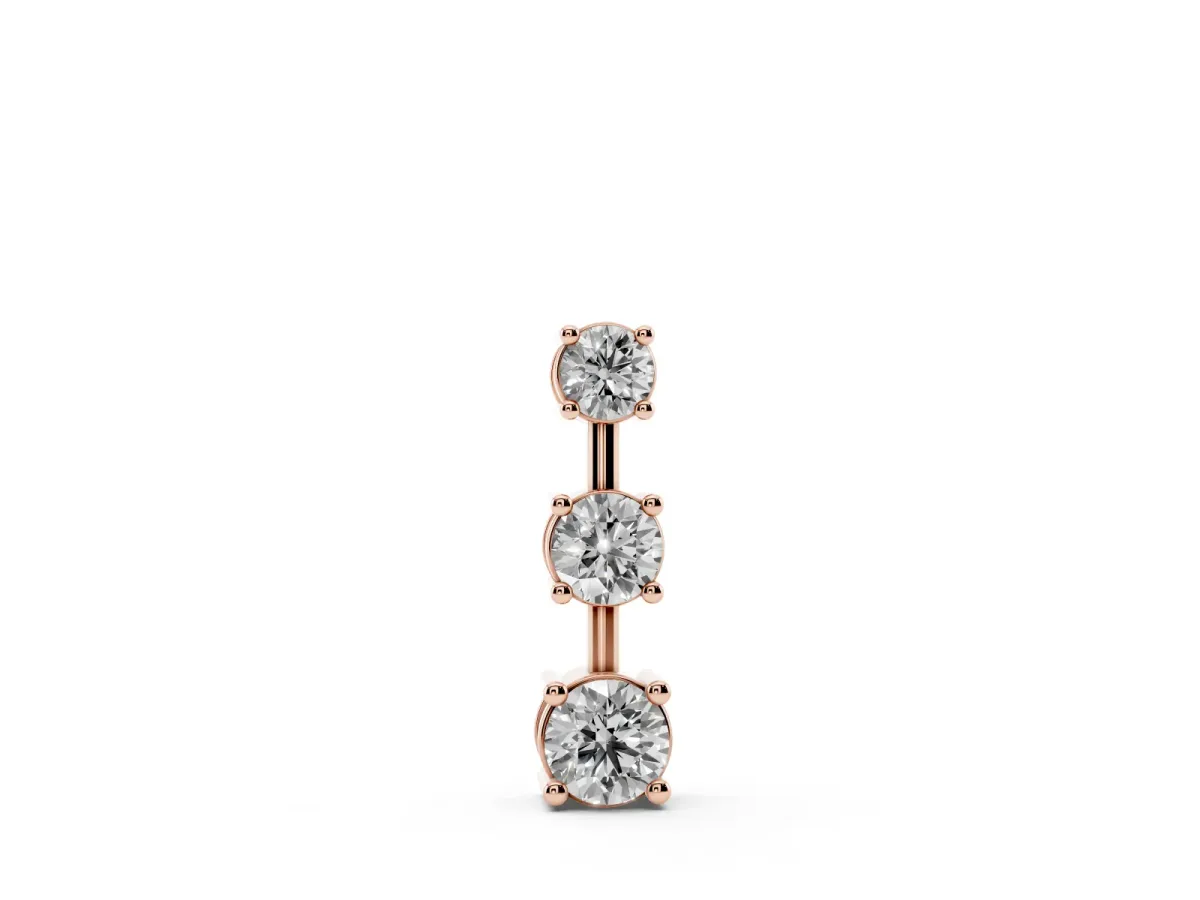 Round Diamond Triple Bar Pendant with Four-Prong Setting Rose gold
