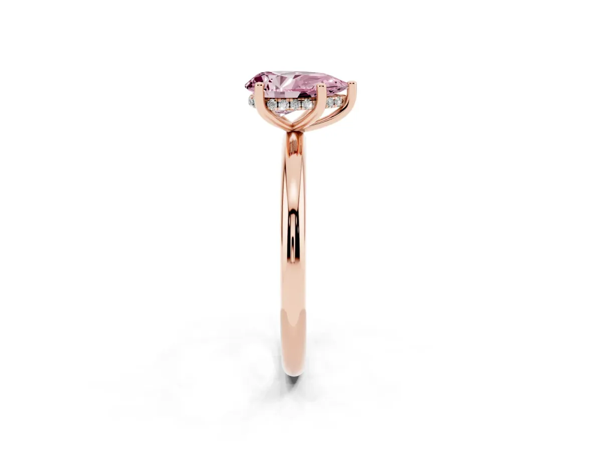 Fancy Pink Pear Cut Cut Solitaire Engagement Ring with Four-Prong Setting and Classic Band Rose gold