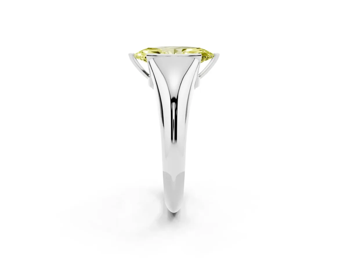 Fancy Yellow Marquise Cut Solitaire Tension Set Diamond Ring White gold