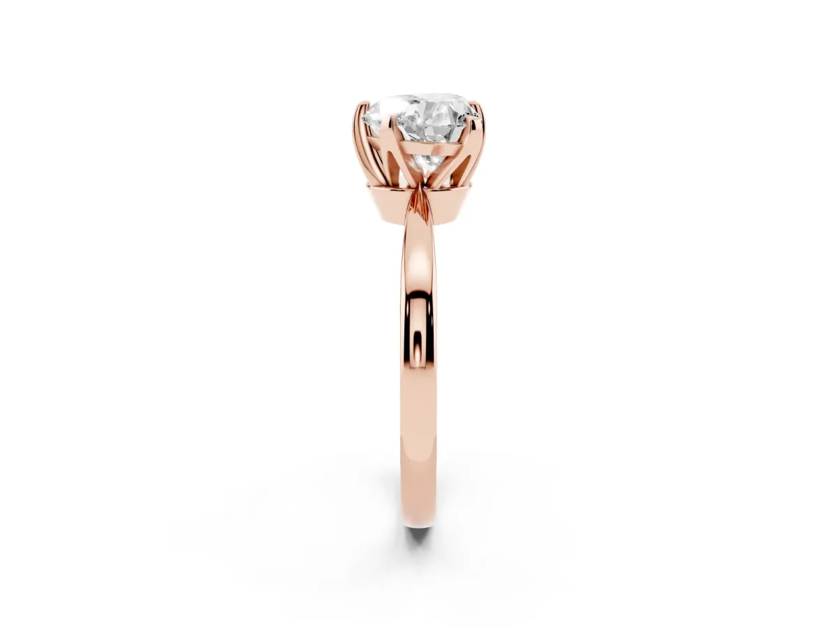 Heart Cut Solitaire Engagement Ring with Six-Prong Setting and Tapered Band Rose gold