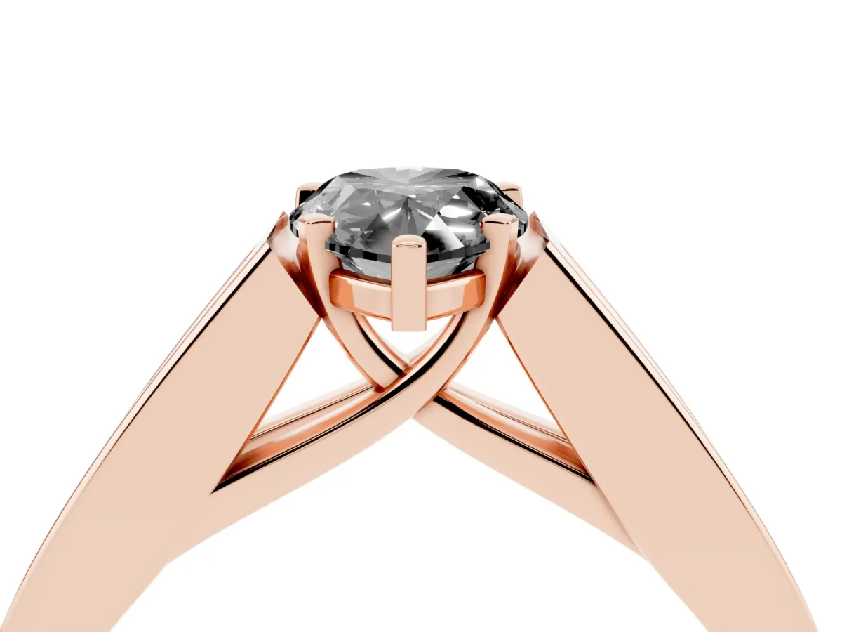 Fancy Black Pear Cut Cut Channel Set Solitaire Ring with Four-Prong Setting Rose gold