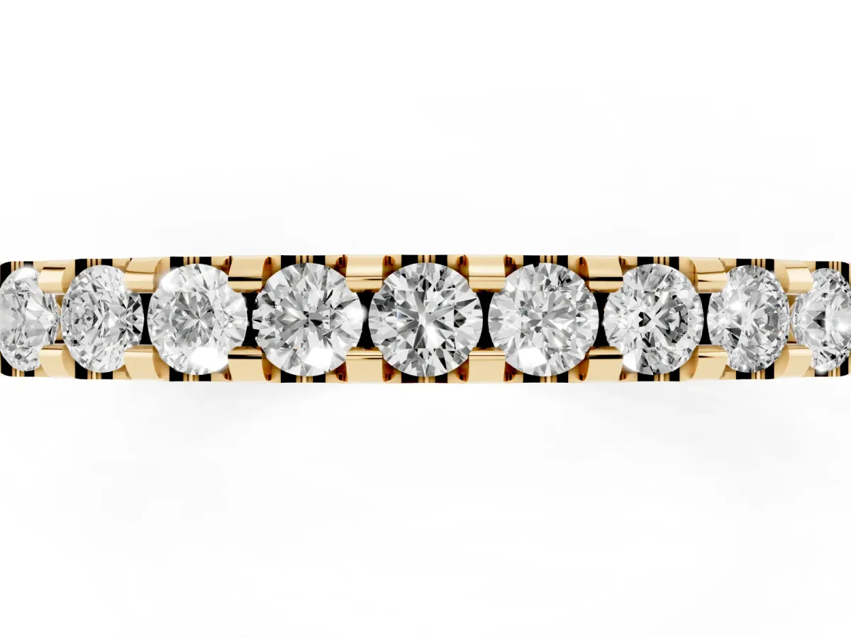 Round Diamond Pavé Eternity Band with Micro Prong Setting Yellow gold