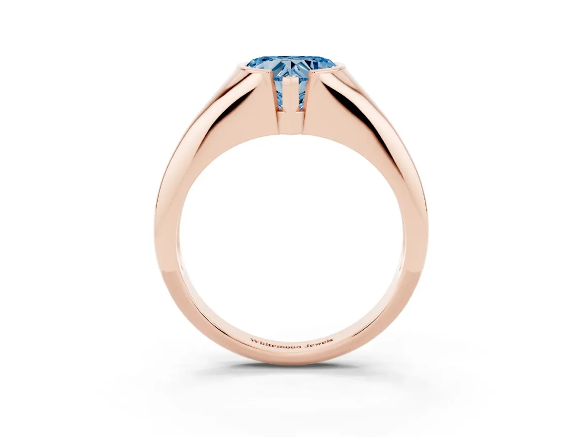 Fancy Blue Heart Cut Solitaire Tension Set Diamond Ring Rose gold