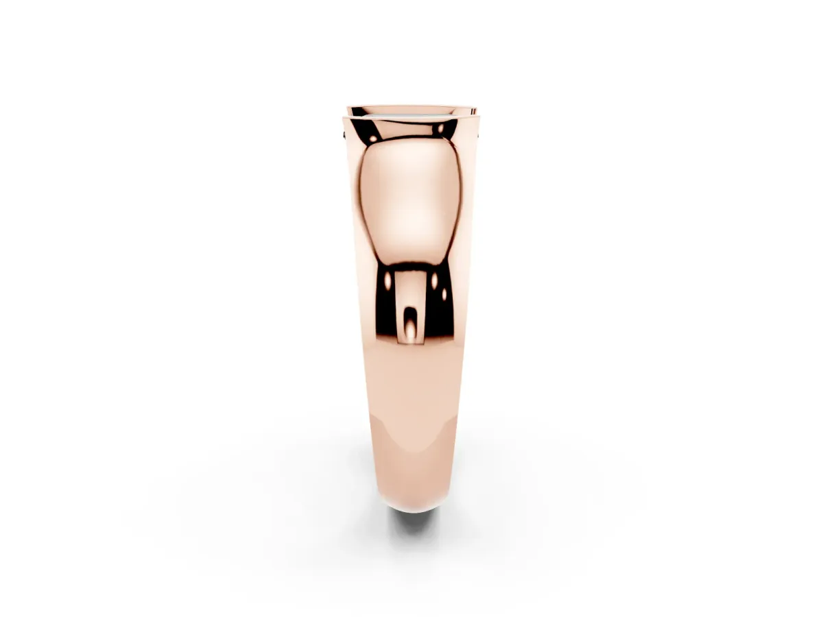 Fancy Black Emerald Cut Solitaire Bezel Set Diamond Ring with Wide Band Rose gold